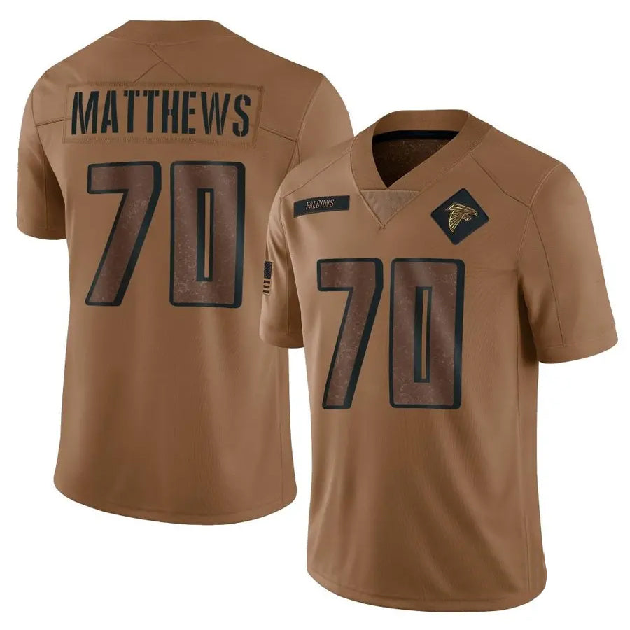 Seanshop A.Falcons #70 Jake Matthews Player Brown Salute To Service Limited Stitched Jerseys