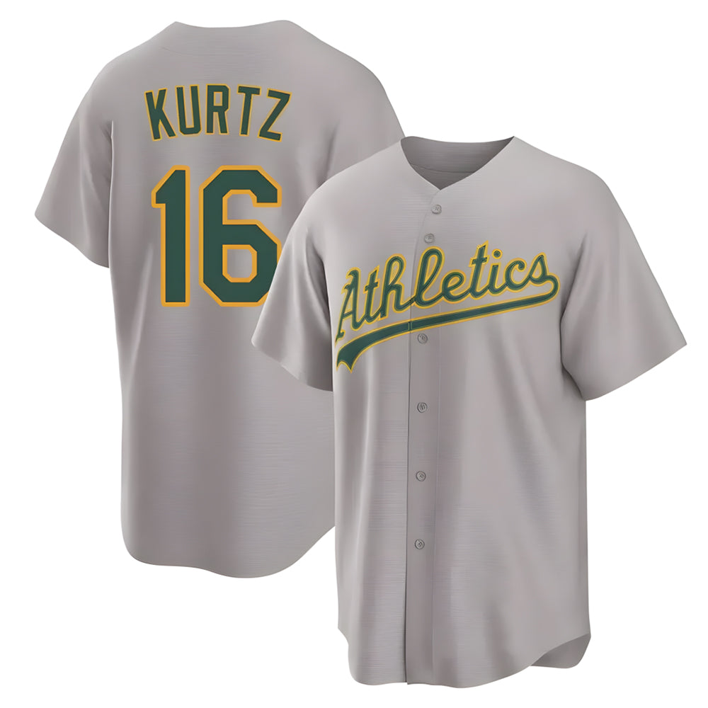 Seanshop Athletics #16 Nick Kurtz Player Gray Home Game Stitched Jerseys