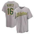 Seanshop Athletics #16 Nick Kurtz Player Gray Home Game Stitched Jerseys