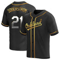 Seanshop Athletics #21 Tyler Soderstrom Player Black Golden Replica Alternate Stitched Jersey