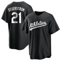 Seanshop Athletics #21 Tyler Soderstrom Player Black&White Replica Stitched Jersey
