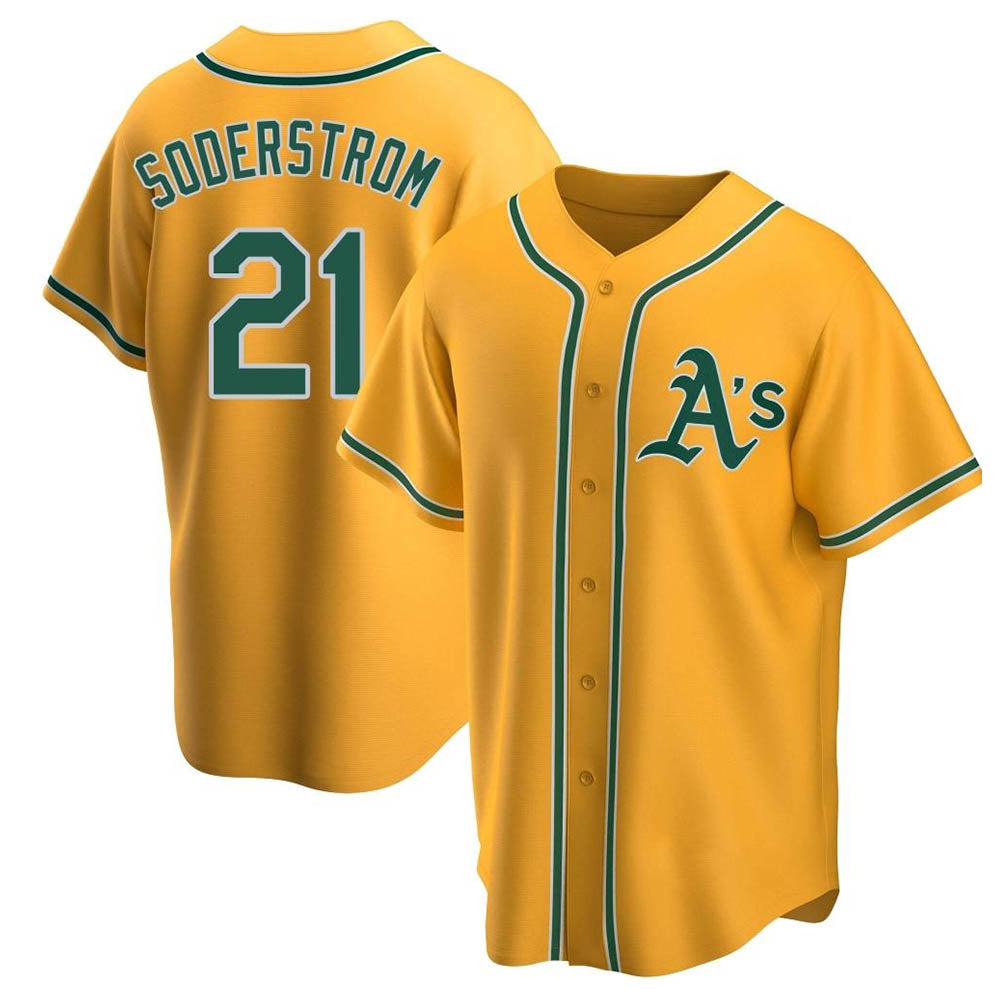 Seanshop Athletics #21 Tyler Soderstrom Player Gold Replica Alternate Stitched Jersey