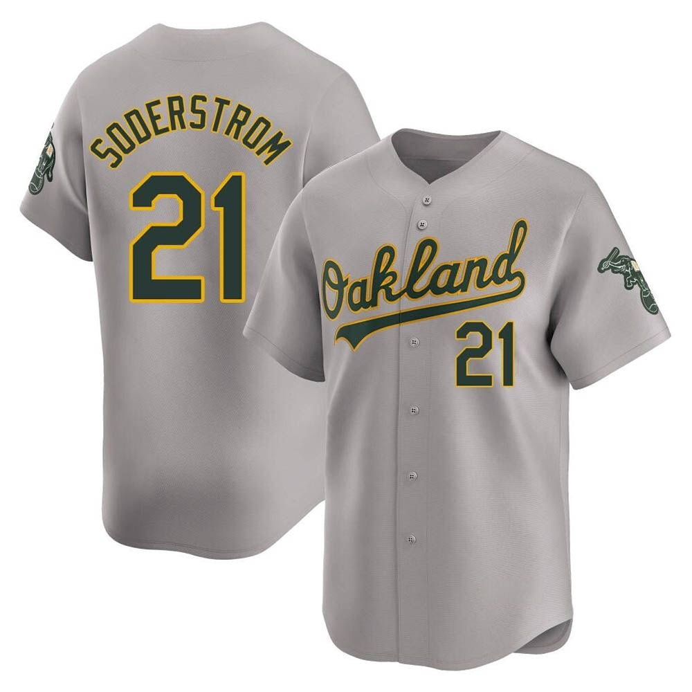 Seanshop Athletics #21 Tyler Soderstrom Player Gray Limited Away Stitched Jersey