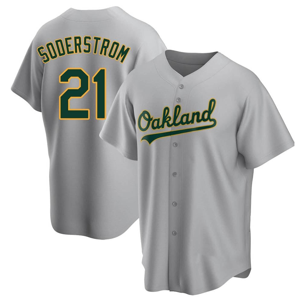 Seanshop Athletics #21 Tyler Soderstrom Player Gray Replica Road Stitched Jersey