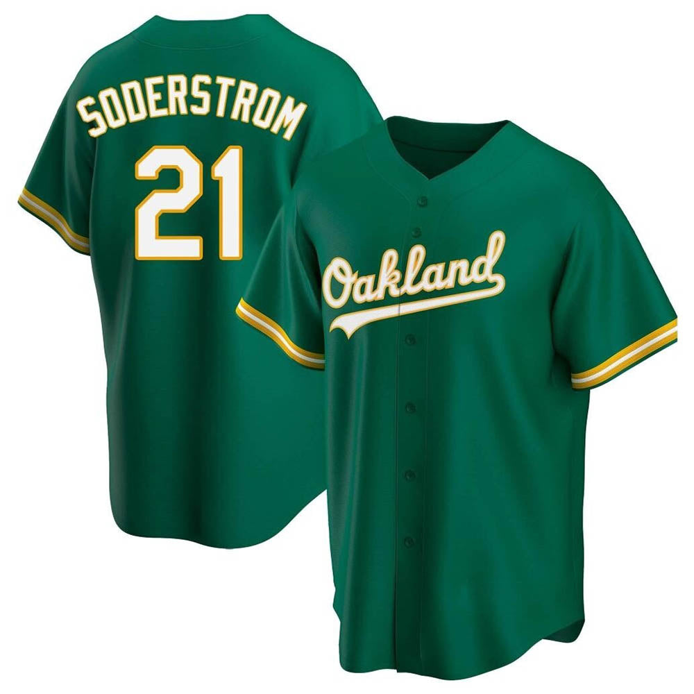 Seanshop Athletics #21 Tyler Soderstrom Player Green Replica Kelly Alternate Stitched Jersey