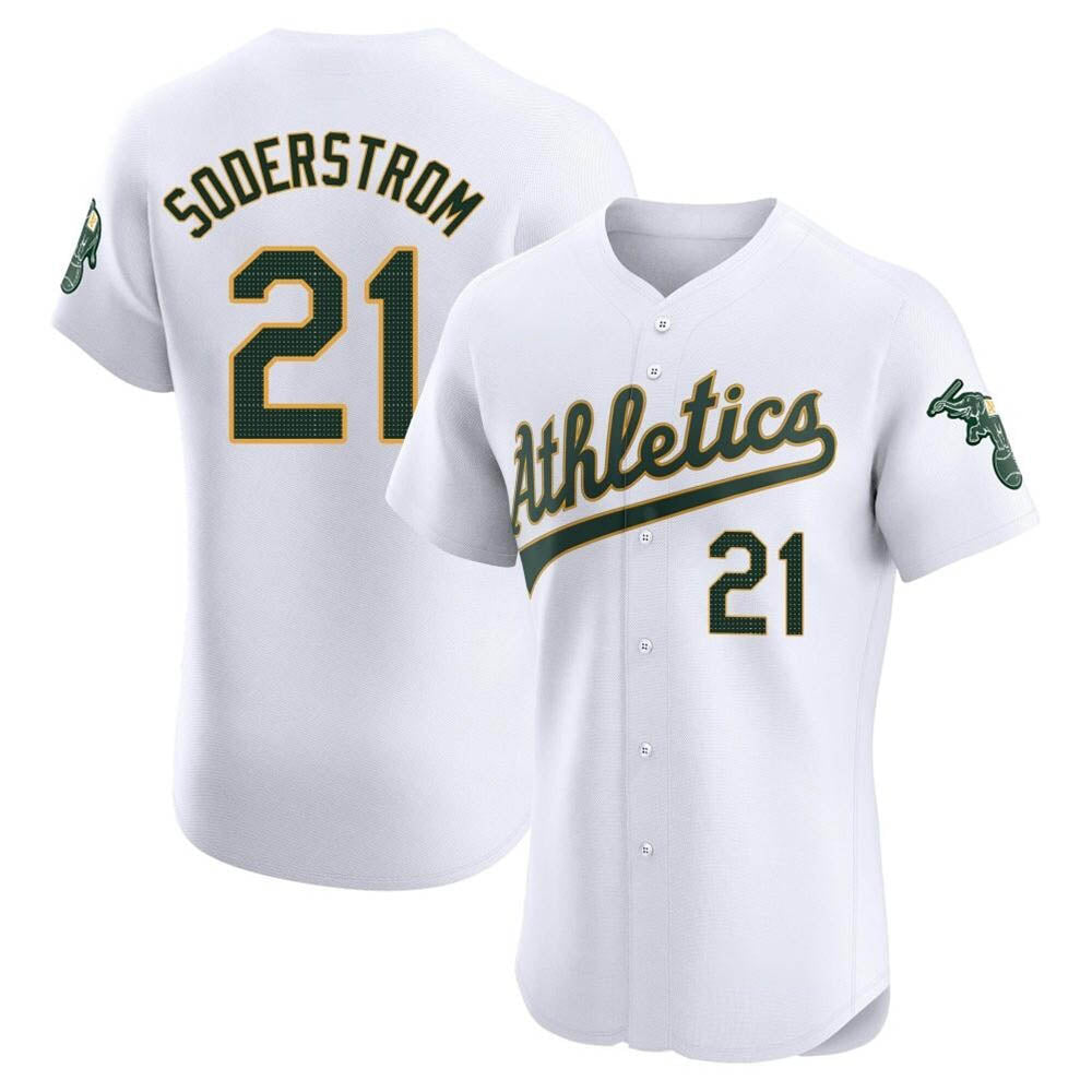 Seanshop Athletics #21 Tyler Soderstrom Player White Elite Home Stitched Jersey