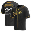 Seanshop Athletics #23 Shea Langeliers Player Black Golden Replica Alternate Stitched Jerseys