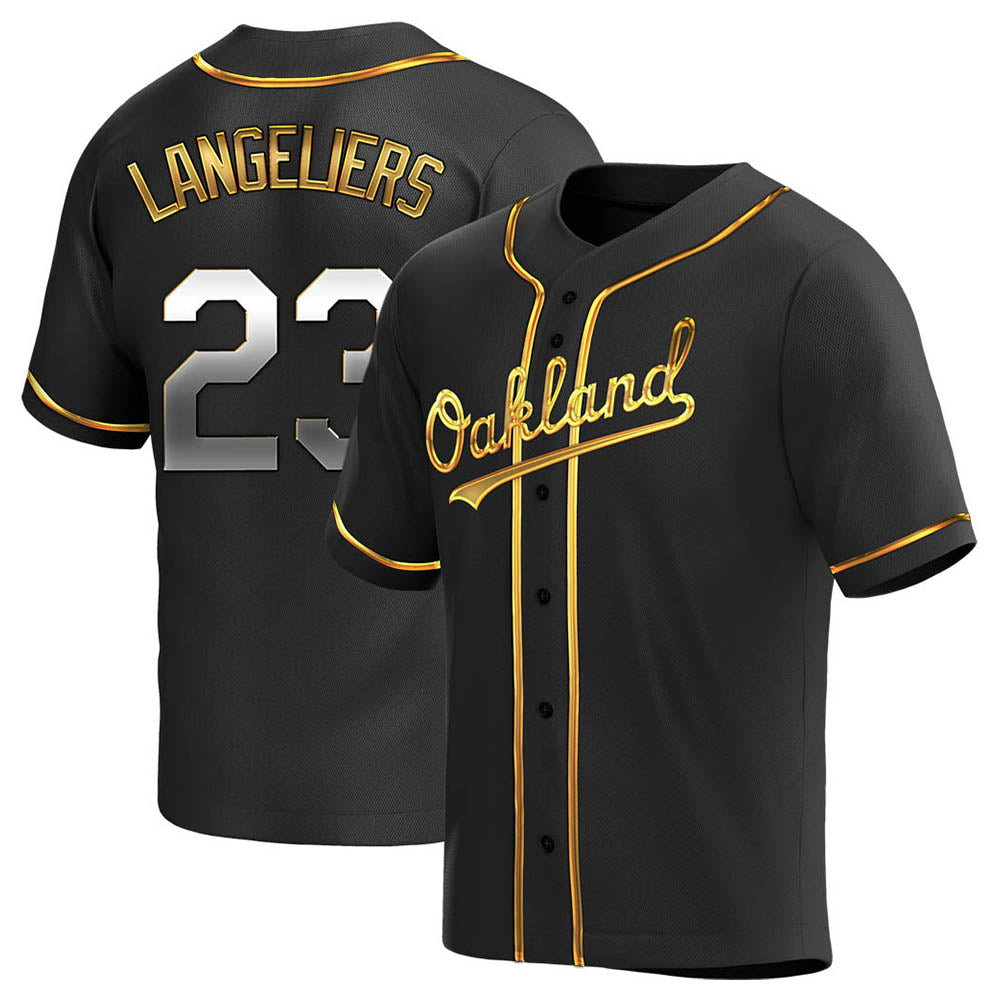 Seanshop Athletics #23 Shea Langeliers Player Black Golden Replica Alternate Stitched Jerseys