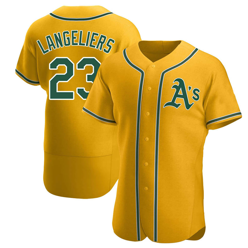 Seanshop Athletics #23 Shea Langeliers Player Gold Authentic Alternate Stitched Jerseys