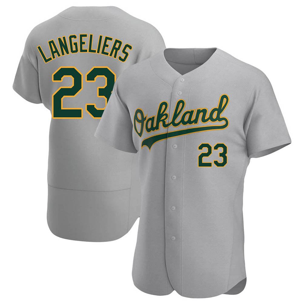 Seanshop Athletics #23 Shea Langeliers Player Gray Authentic Road Stitched Jersey