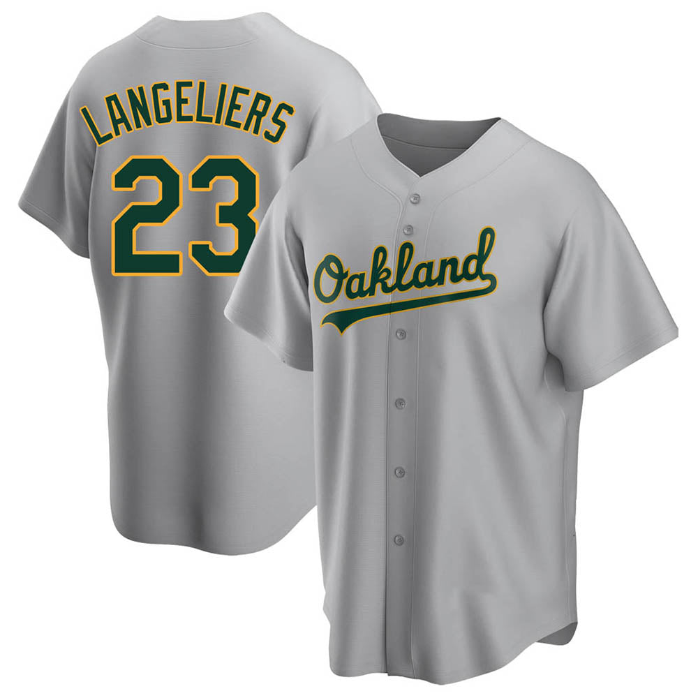 Seanshop Athletics #23 Shea Langeliers Player Gray Replica Road Stitched Jerseys