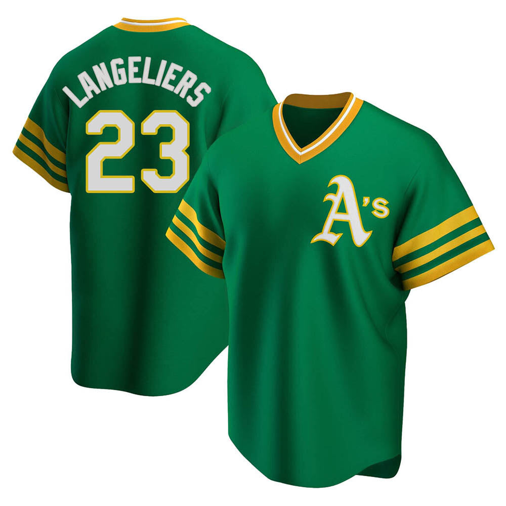 Seanshop Athletics #23 Shea Langeliers Player Green Replica Cooperstown Collection T shirt Stitched Jerseys
