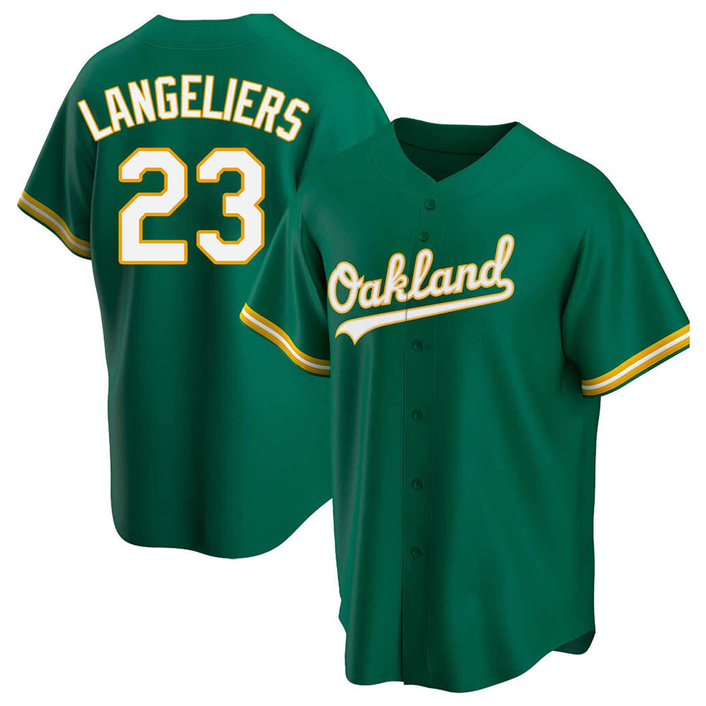 Seanshop Athletics #23 Shea Langeliers Player Green Replica Kelly Alternate Stitched Jerseys