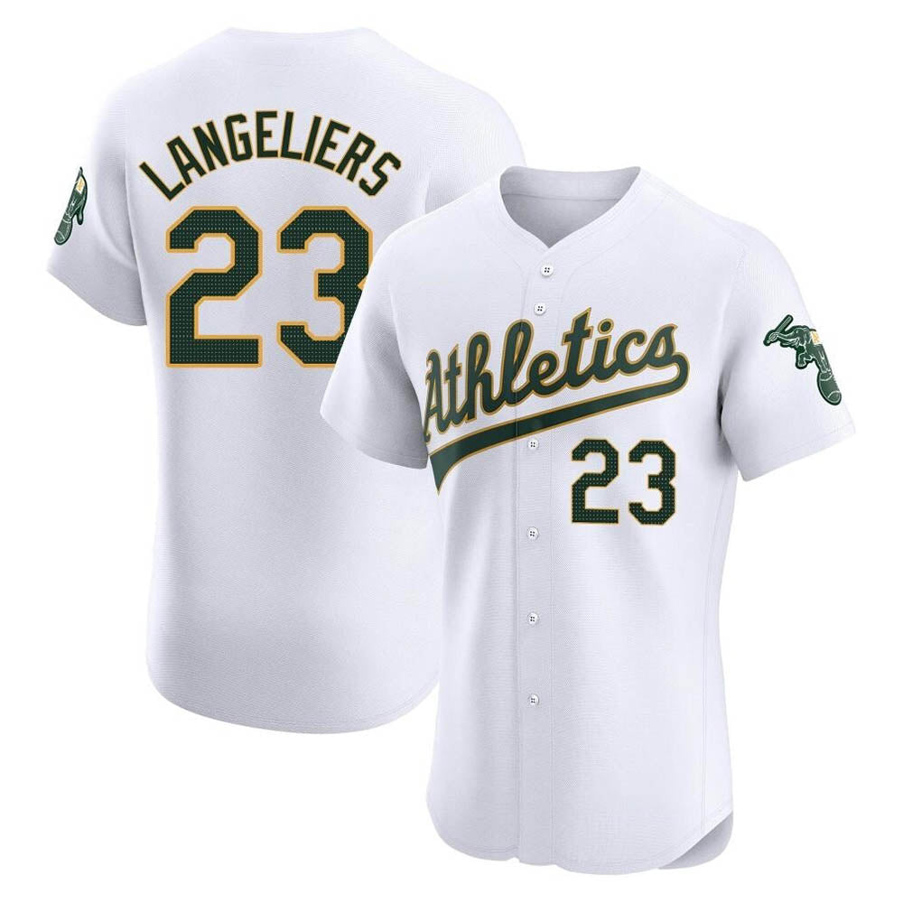 Seanshop Athletics #23 Shea Langeliers Player White Elite Home Stitched Jersey