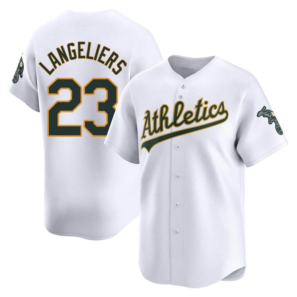 Seanshop Athletics #23 Shea Langeliers Player White Limited Home Stitched Jersey