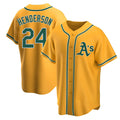 Seanshop Athletics #24 Rickey Henderson Player Gold Replica Alternate Stitched Jersey