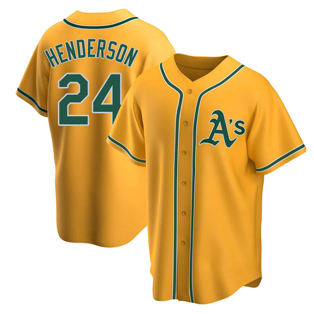 Seanshop Athletics #24 Rickey Henderson Player Gold Replica Alternate Stitched Jersey