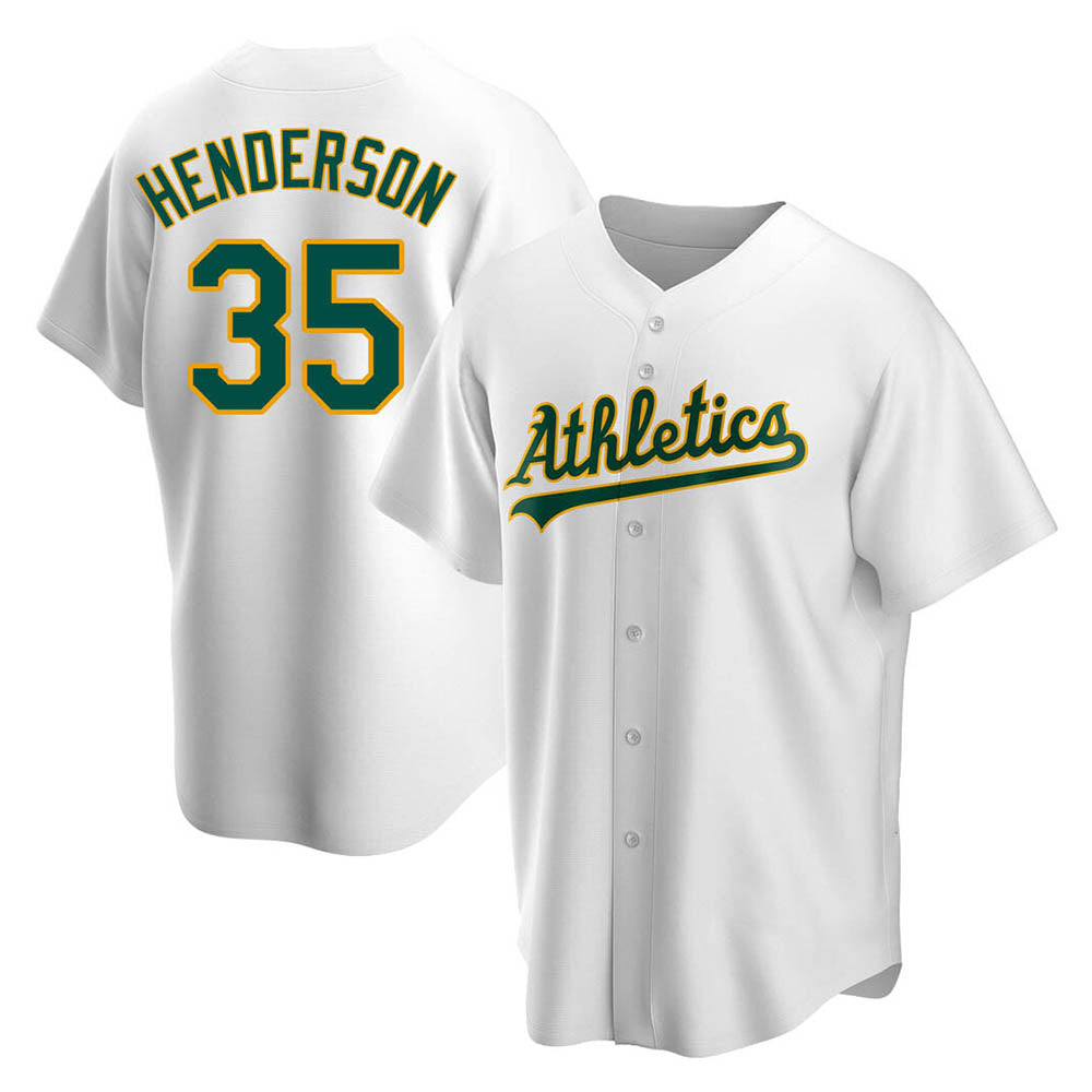 Seanshop Athletics #35 Rickey Henderson Player White Replica Home Stitched Jersey