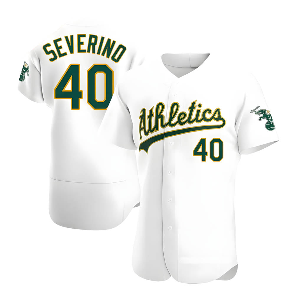 Seanshop Athletics #40 Luis Severino player White Authentic Home Stitched Jersey