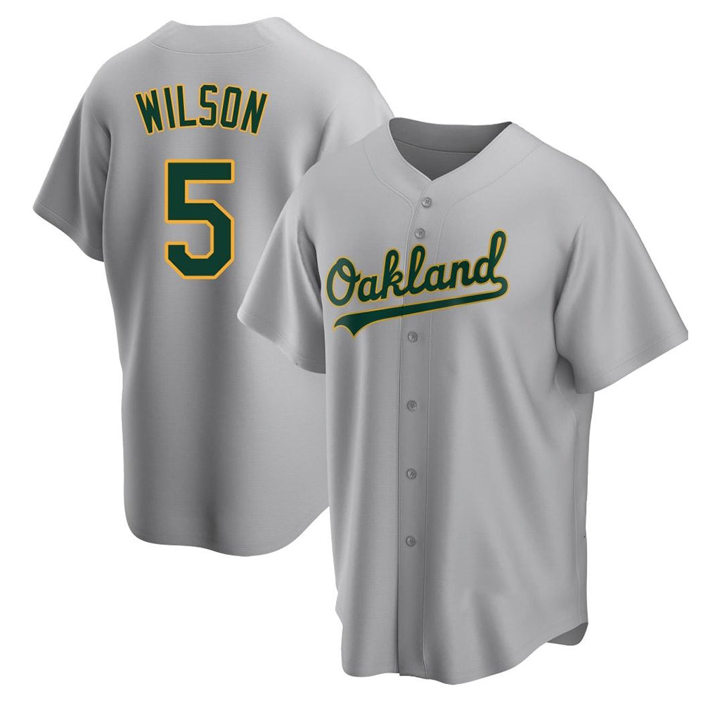 Seanshop Athletics #5 Jacob Wilson Gray Replica Road Stitched Jersey