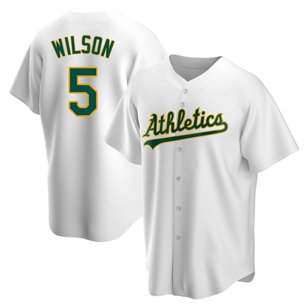 Seanshop Athletics #5 Jacob Wilson White Replica Home Stitched Jersey