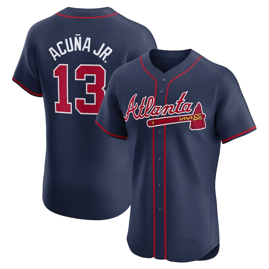 Seanshop A.Braves #13 Ronald Acuna Jr. Alternate Elite Player Jersey - Navy Personalized Jerseys