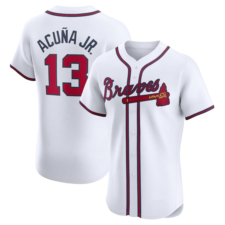 Seanshop A.Braves #13 Ronald Acuna Jr. Home Elite Jersey - White Personalized Jerseys