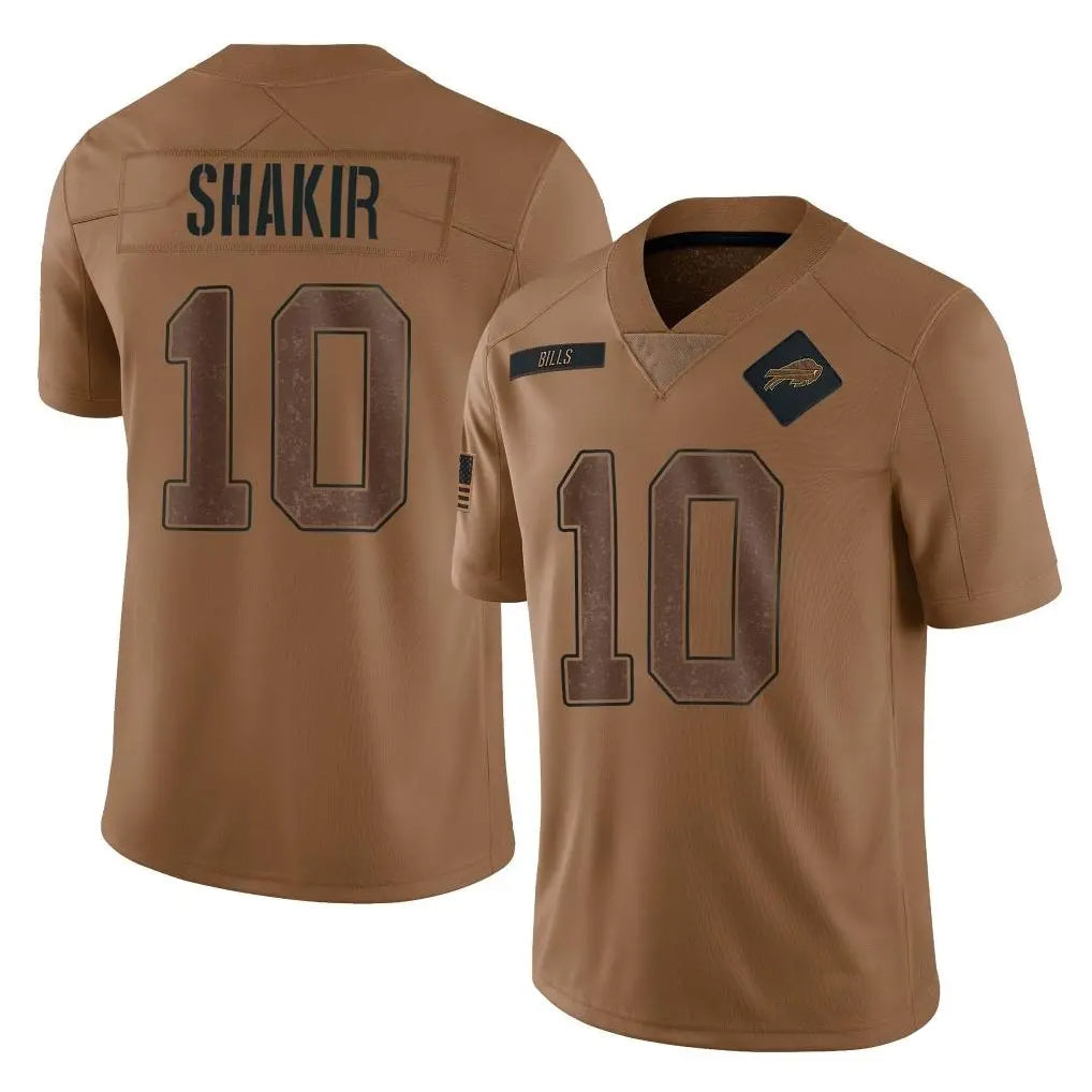 Seanshop B.Bills #10 Khalil Shakir Player Brown Salute To Service Limited Stitched Jerseys