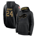 Seanshop B.Bills #24 Cole Bishop Player Black Salute to Service Hoodies Hame Stitched Jerseys