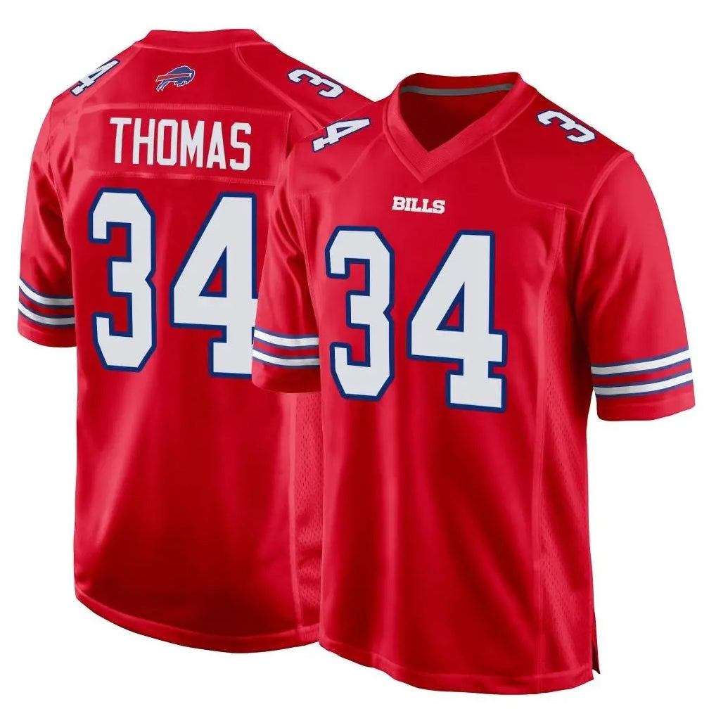 Seanshop B.Bills #34 Thurman Thomas Player Red Home Game Stitched Jerseys