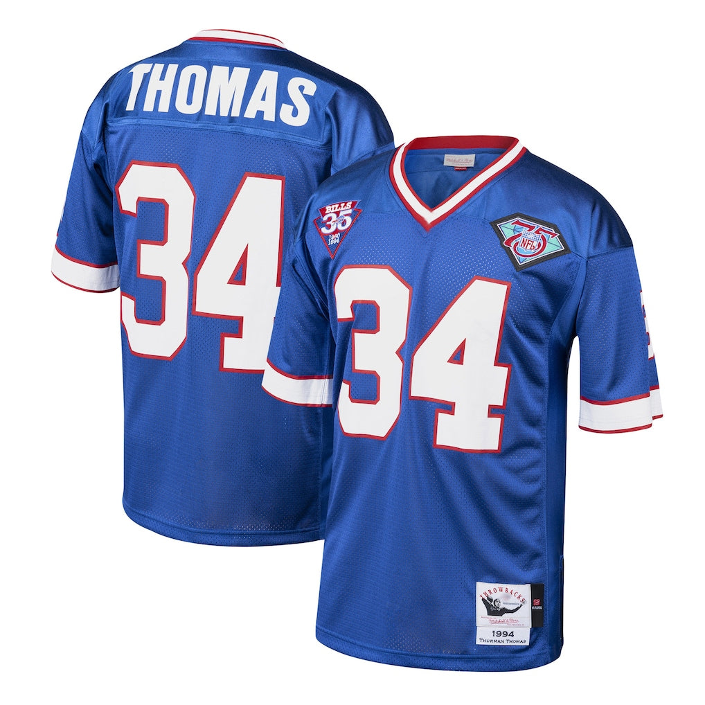 Seanshop B.Bills #34 Thurman Thomas Player Royal Mitchell & Ness 1985 Throwback Retired Stitched Jerseys