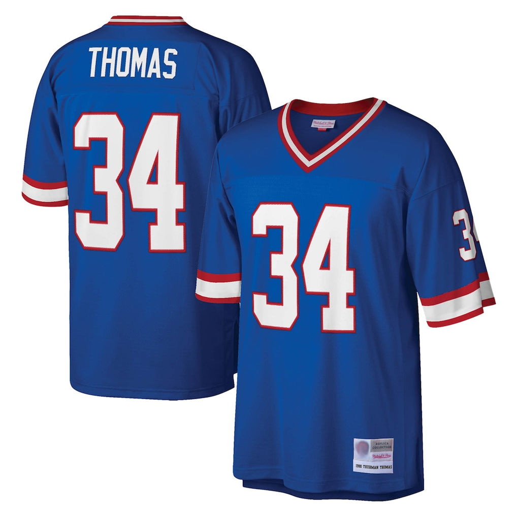 Seanshop B.Bills #34 Thurman Thomas Player Royal Mitchell & Ness Legacy Replica Stitched Jerseys