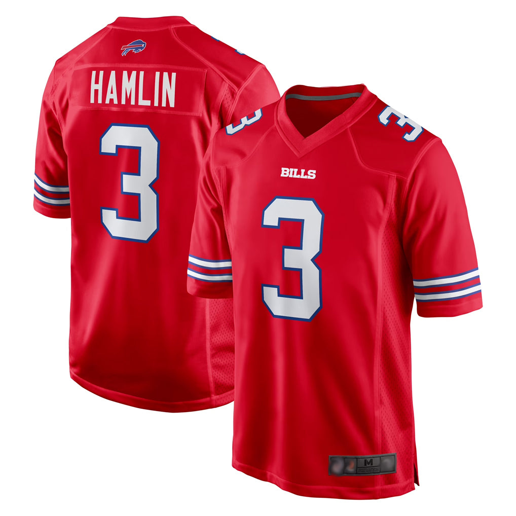 Seanshop B.Bills #3 Damar Hamlin Player Red Home Game Stitched Jerseys