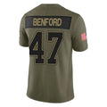 Seanshop B.Bills #47 Christian Benford Player Olive Salute to Service Vapor F.U.S.E. Limited Stitched Jerseys