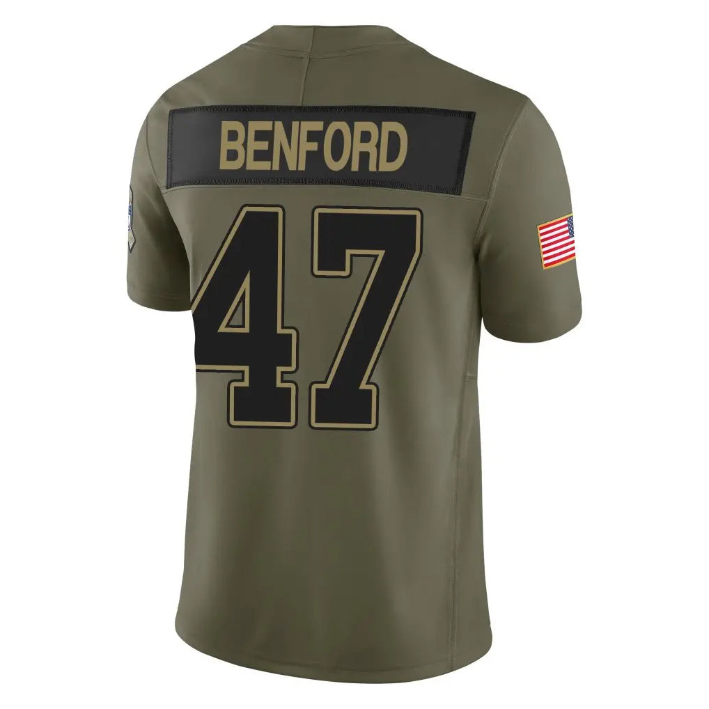 Seanshop B.Bills #47 Christian Benford Player Olive Salute to Service Vapor F.U.S.E. Limited Stitched Jerseys