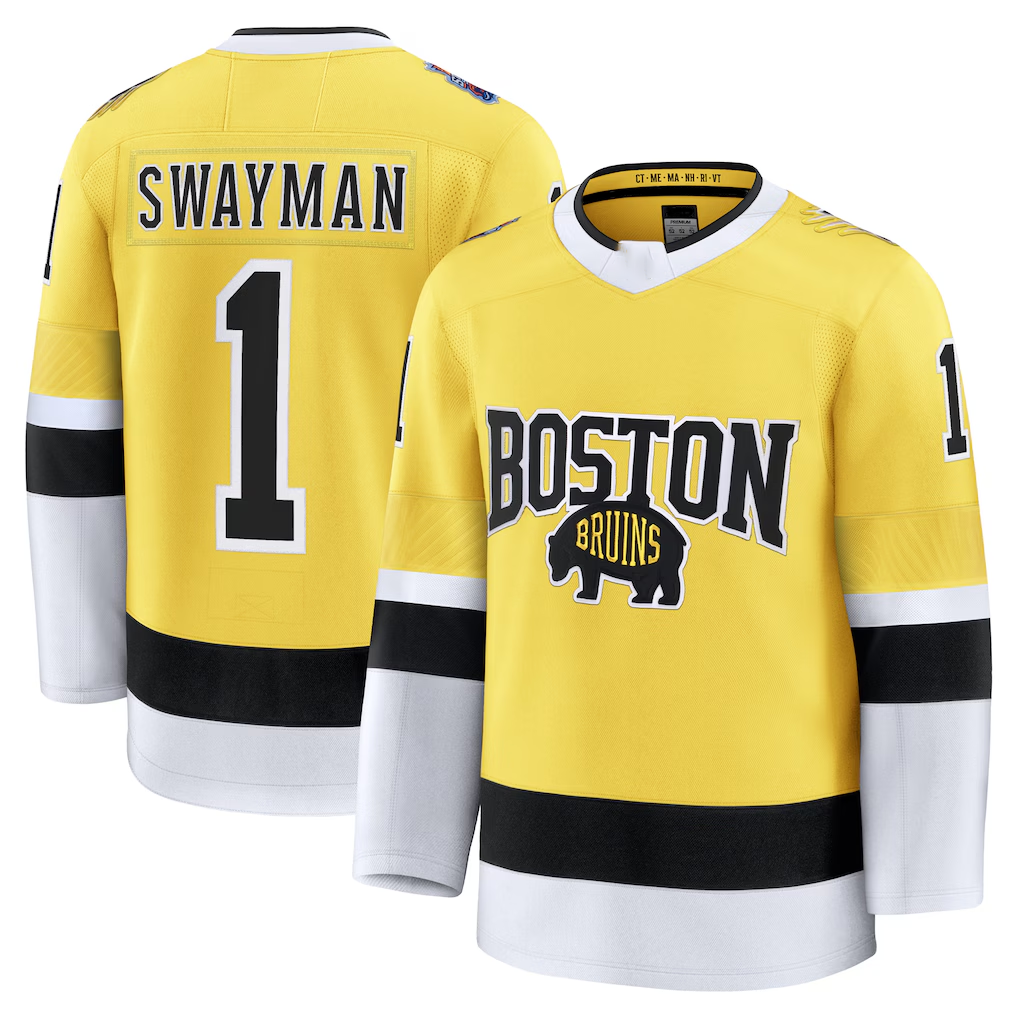 Seanshop B.Bruins #1 Jeremy Swayman Gold 2026 Stadium Series Premium Stitched Jerseys