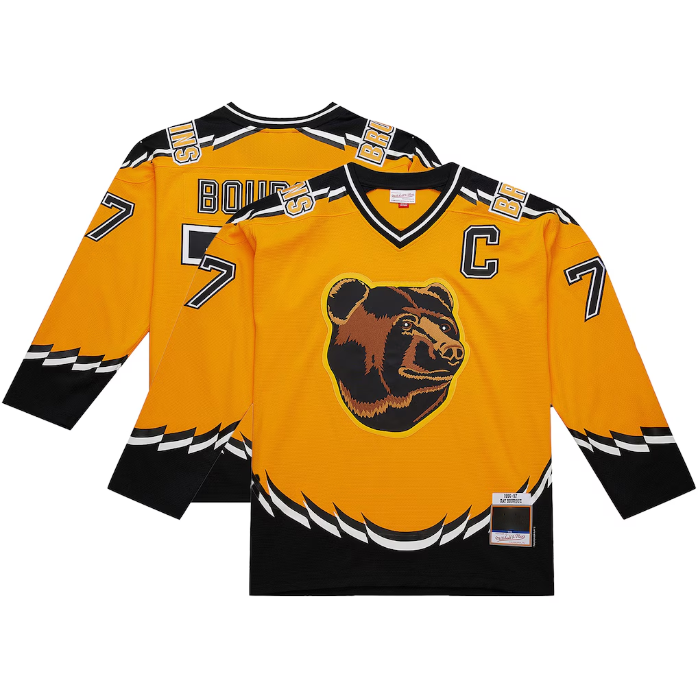 Seanshop B.Bruins #77 Ray Bourque Mitchell & Ness Gold Big & Tall 1996-97 Blue Line 2.0 Stitched Jerseys
