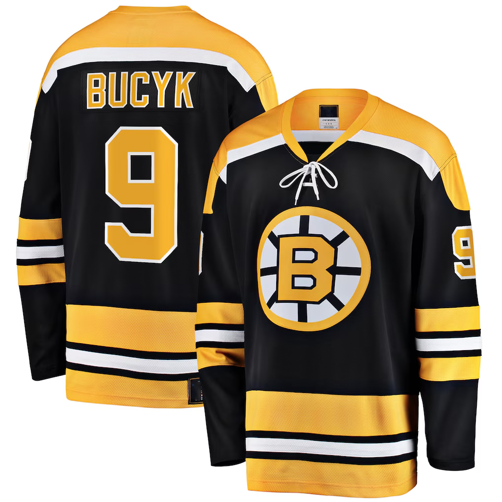 Seanshop B.Bruins #9 John Bucyk Black Premier Breakaway Retired Player Stitched Jerseys