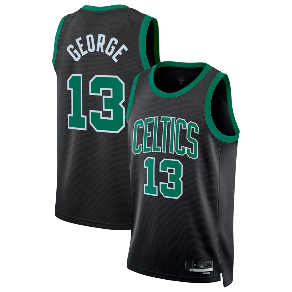 Seanshop B.Celtics #13 Paul George Black Swingman Jerseys - Statement Edition