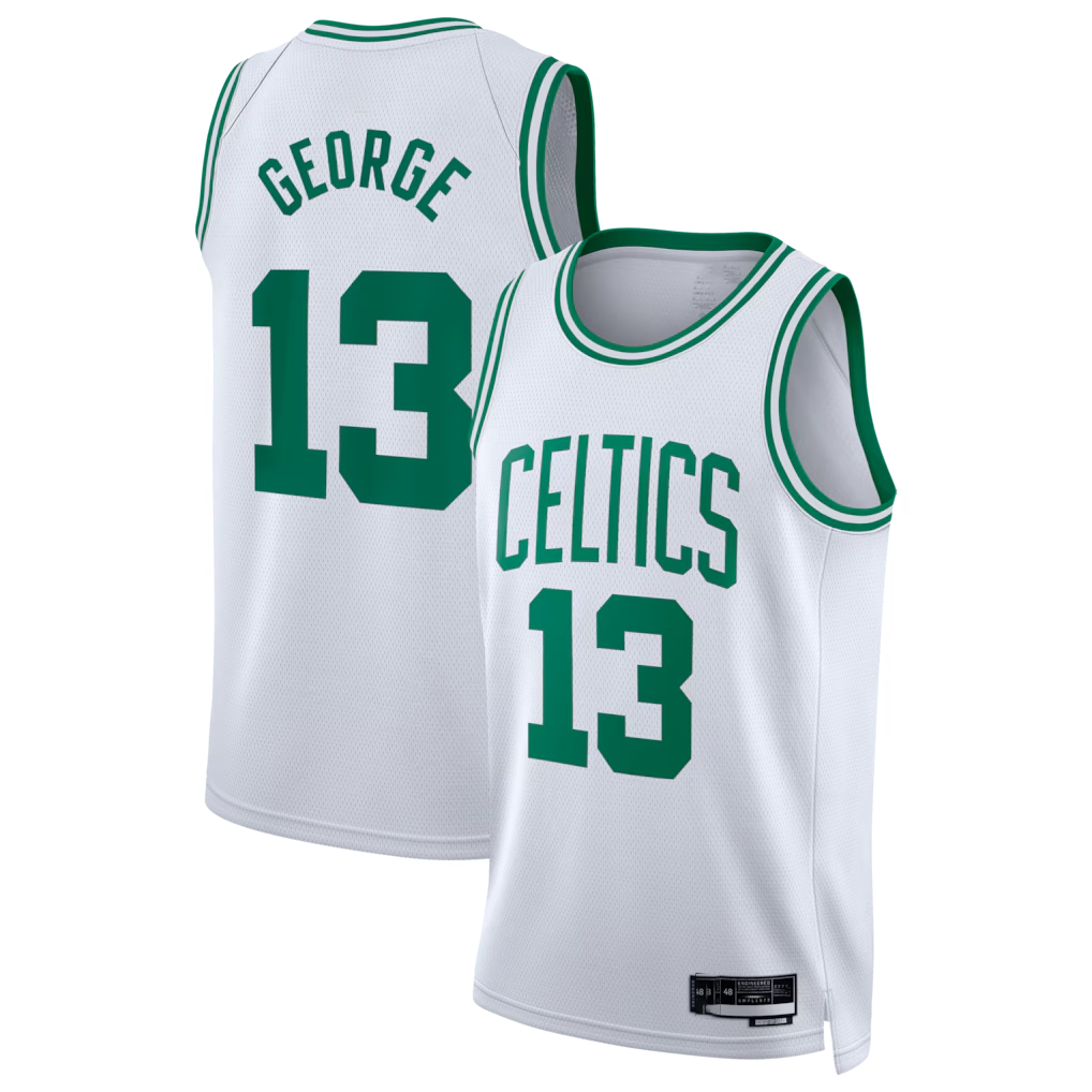 Seanshop B.Celtics #13 Paul George White Swingman Jerseys - Association Edition