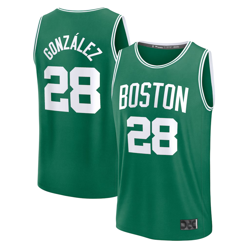 Seanshop B.Celtics #28 Hugo Gonzalez  Kelly Green 2025  Draft First Round Pick Fast Break Replica Jerseys - Icon Edition