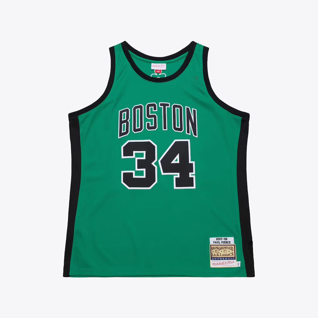 Seanshop B.Celtics #34 Paul Pierce Mitchell & Ness Kelly Green 2007-08 Hardwood Classics Authentic Jerseys