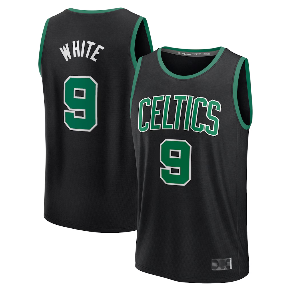 Seanshop B.Celtics #9 Derrick White  Black Fast Break Replica Player Jerseys - Statement Edition