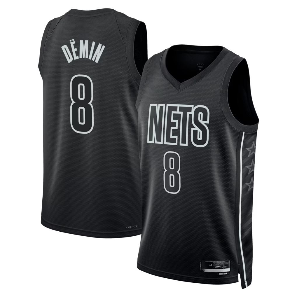 Seanshop B.Nets #8 Egor D?min  Black Swingman Jerseys - Statement Edition