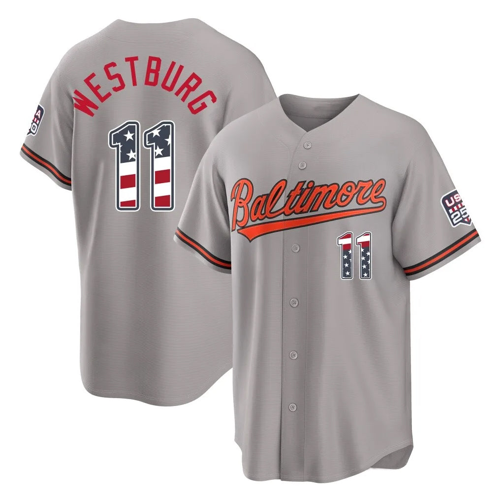 Seanshop B.Orioles #11 Jordan Westburg Player Gray USA 250 Fourth of July Home Game Stitched Jerseys