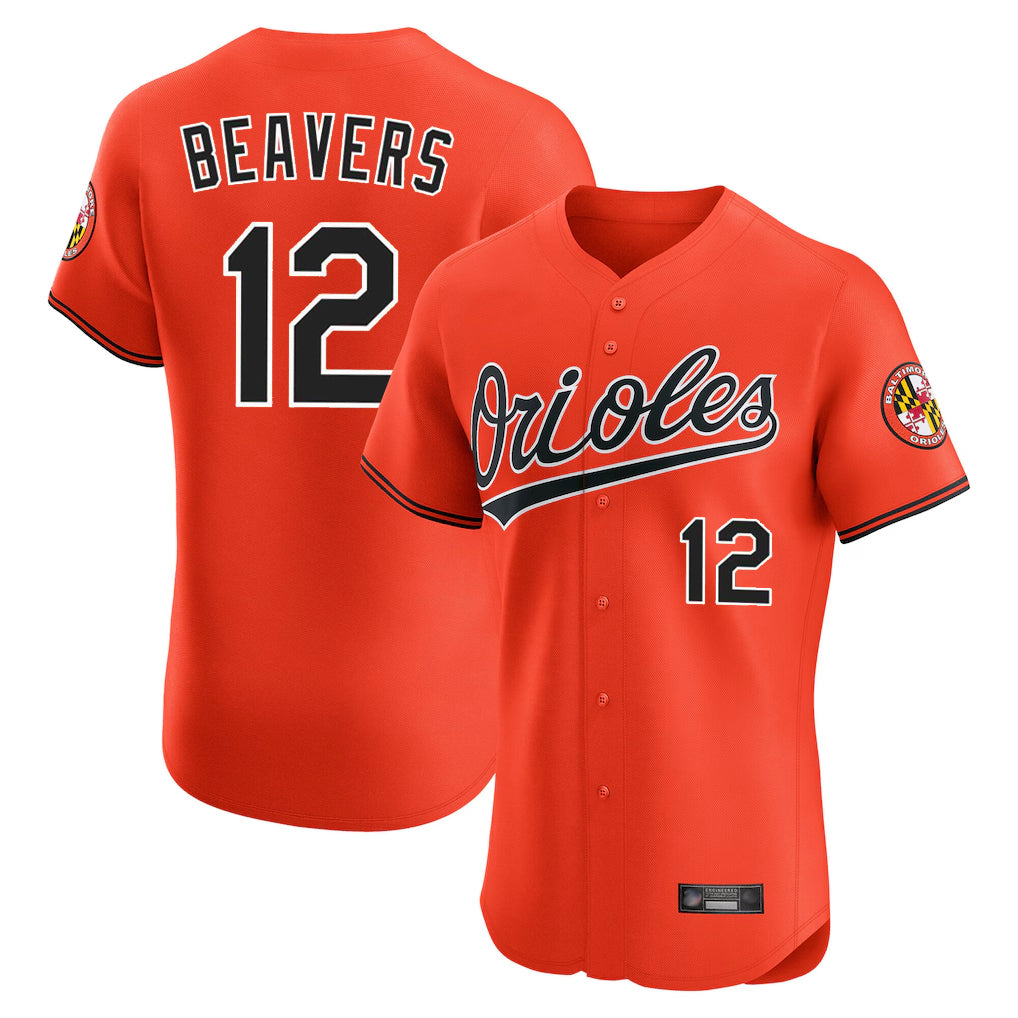 Seanshop B.Orioles #12 Dylan Beavers Player Orange Limited Elite Home Game Stitched Jerseys