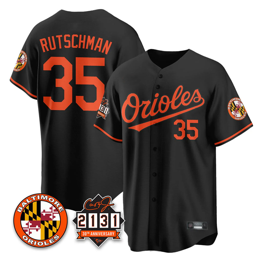 Seanshop B.Orioles #35 Adley Rutschman Player Black 30th Anniversary of 2131 Home Game Stitched Jerseys