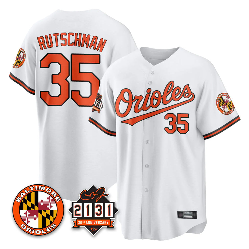 Seanshop B.Orioles #35 Adley Rutschman White 30th Anniversary of 2131 Home Game Stitched Jerseys