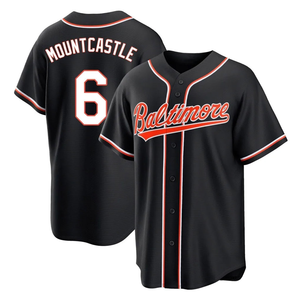 Seanshop B.Orioles #6 Ryan Mountcastle Player Black Out Home Game Stitched Jerseys