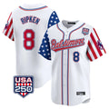 Seanshop B.Orioles #8 Cal Ripken Player White USA 250 Independence Day Vapor Premier Limited Home Game Stitched Jerseys